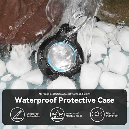 Upgrade Waterproof 2 Pack Airtags Holder with Apple Airtags Keychain, Hard PC Air Tag Case, Anti-Scratch & Shock Air tag Holder, Men's Women's Keyrings & Keychains-Black+Dark Purple