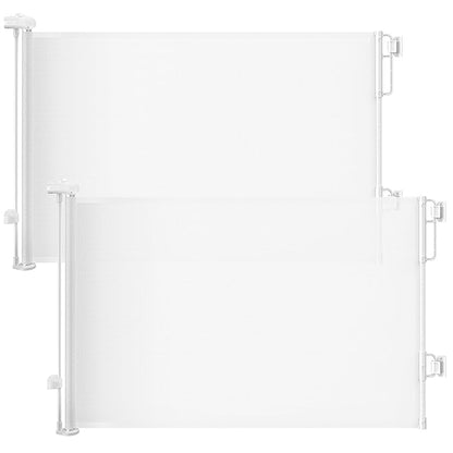 Cumbor 2-Pack Retractable Baby Gates for Stairs, 55" Wide Soft Mesh Pet Gate for Dogs with One Hand Opening, 34" Tall Toddler Gate with Top Lock for Bedroom, Doorways, Indoor/Outdoor, White
