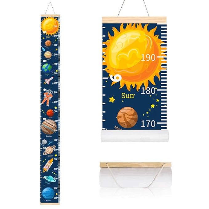 Baby Growth Chart for Wall - Outer Space Height Chart for Kids Nursery Decor Wall Hanging Measurement Ruler Toddlers Kids Room Decor Birthday Christmas Gifts for Boys and Girls 79"X7.9" (Planets)