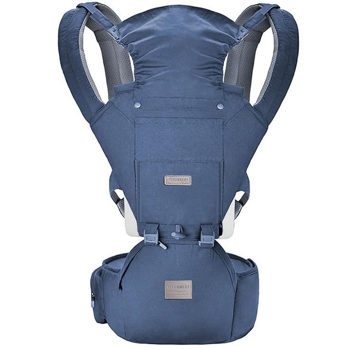 Baby Carrier, 3-in-1 Baby Carrier Newborn to Toddler with Hip Seat (Ergonomic M Position) for 0-36 Month/7-45lbs, Adjustable Size for Enhanced Lumbar Support, Perfect for On-The-go, Blue