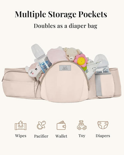 Baby Carrier Pro, MOMTORY Safety-Certified 6-in-1 Ultra Storage Baby Carrier Newborn to Toddler, Front & Back Baby Holder Carrier with Hip Seat, Soft Pink