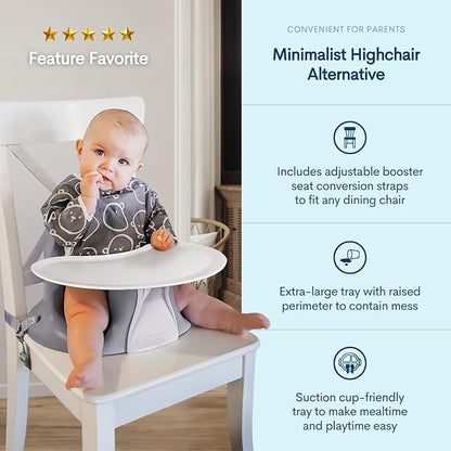Upseat – The Original Ergonomic Baby Floor & Booster Seat with Tray, Developed with Physical Therapists for Upright Posture & Healthy Hip Development, 4–24 Months, Dishwasher-Safe Extra-Large Tray