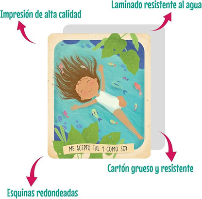 Menique Brilla Memory Matching Game – Spanish Edition – 80 Cards (40 Pairs) with Positive Affirmations for Brave Girls – Mindful Matching Game in Spanish for Confidence and Self-Love