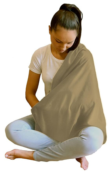 LK Baby Infinity Nursing Scarf Breastfeeding Cover Ultra Soft Premium Jersey Polyester- 100% AZO free and Safe for Baby (Light Brown)