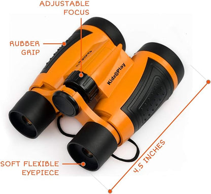Adventure Kidz Outdoor Exploration Kit, Children’s Binoculars, Flashlight, Compass, Fox Whistle, Magnifying Glass, Backpack. Great Gift Set for STEM, Pretend Play, Ages 3+ Boys Girls