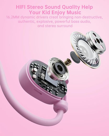 Kids Headphones, Wired Air Conduction Open Ear Headphones, 85dB Volume Limiting-Blue, Pink