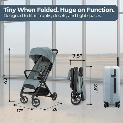 Inglesina Quid³ Stroller, Galaxy Gray - Compact Reclining Travel Stroller for Baby & Toddler 0-55 lbs, One Hand fold, Car seat Compatible, Airplane Overhead, Lightweight, Foldable, XL UPF 50+ Canopy