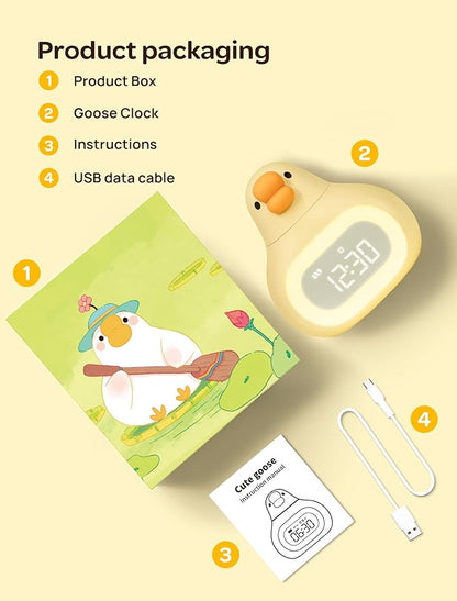MASHI Goose Alarm Clock with Night Light, ok to Wake Clock for Kids, Cute Goose Night Light, Snooze, Toddler Sleep Training Clock,Gift for Kids Girls Boys Teens Birthday Room Decor