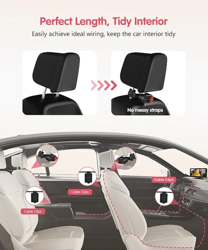 BM5PRO Double Car Camera for 2 Baby，7.2" 1080P Split Screen with IR Night Vision, Real-Time Monitoring Baby Car Camera,Easy Install, Family Travel Companion for Kids & Pets