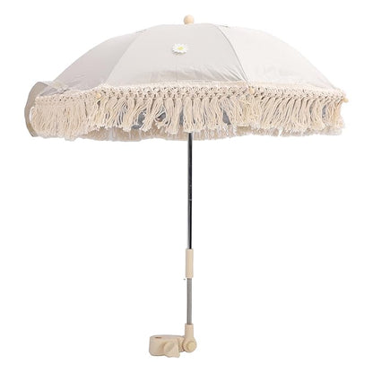 Baby Outdoor Parasols, Baby Stroller Parasol Umbrella with Adjustable Clamp, Toddler Parasol for Trolley Wheelchair Beach Chair, Outdoor Activities (Beige with