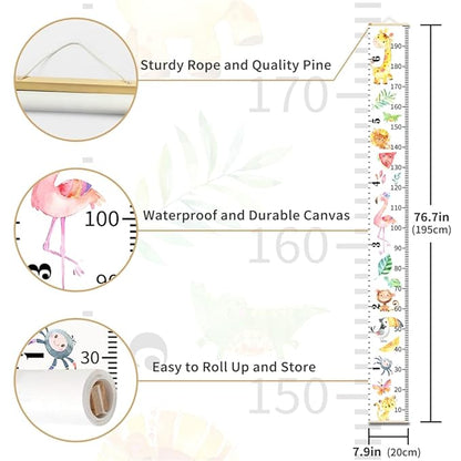 Baby Growth Chart for Wall - Height Chart for Kids Nursery Decor Wall Hanging Measurement Ruler with Black Wood Scroll Toddlers Room Decor Birthday Christmas Gifts for Boys Girls 79"X7.9" (Giraffe)