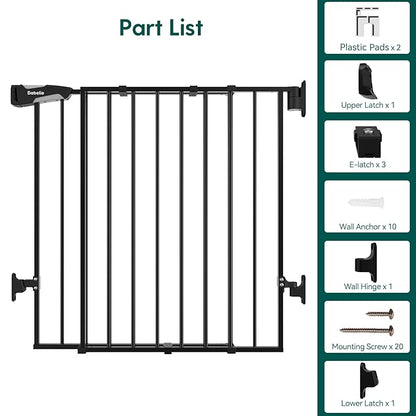 Babelio 34" Extra Tall Baby/Dog Gate with No Threshold Design Walk Thru Door, 26-43" Auto Close Safety Gate for Babies, Elders and Pets, Fits Doorways, Stairs, and Entryways, Black