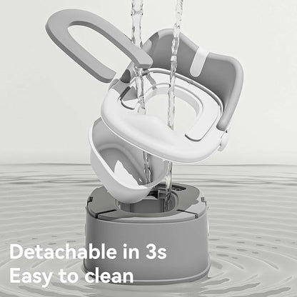 3 in 1 Toddler Potty Training Toilet Seat with Steps Ladder, Foldable Potty Train Chair Adapter for Toddlers Kids Boys Girls, Gray