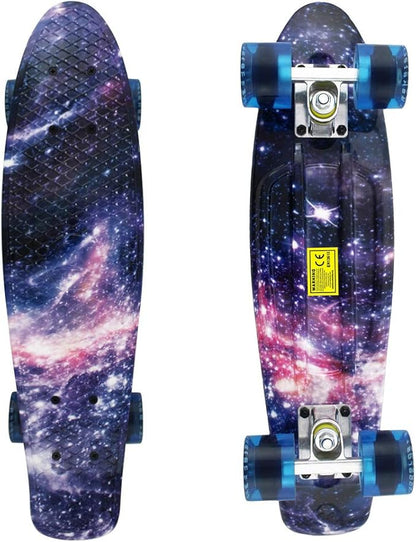 Skateboards Complete 22 Inch Mini Cruiser Retro Skateboard for Kids Boys Youths Beginners