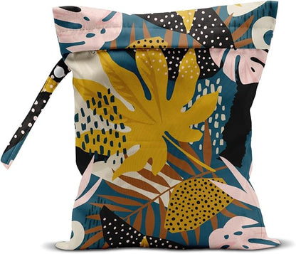 Wet Bag, Wet Dry Bag, Wet Bag for Swimsuit, Travel, Beach, Pool, Diapers, Dirty Yoga Gym Clothes, Makeup Bag, Waterproof Tropical Palm Leaves Decor Jungle Palm Leaf Favors