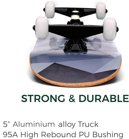 WhiteFang Skateboards for Beginners, Complete Skateboard 31 x 7.88, 7 Layer Canadian Maple Double Kick Concave Standard and Tricks Skateboards for Kids and Beginners