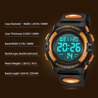 Kids Watch,Boys Watch for 3-15 Year Old Boys,Digital Sport Outdoor Multifunctional Chronograph LED 50 M Waterproof Alarm Calendar Analog Watch for Children with Silicone Band,Kids Gift