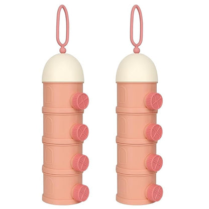Accmor Formula Dispenser On The Go, 4 Layers Stackable Formula Container to Go, Non-Spill Portable Milk Powder Baby & Kids Snack Container, Pink