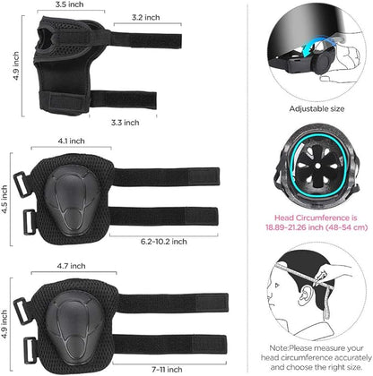 DaCool Kids Bike Helmet Set Skateboard Knee Pads - Kids Helmet Elbow Pads Wrist Guards Adjustable for 3~10yrs Girl Boy Kids Protective Gear Set for Sport Cycling Bike Roller Skating Scooter