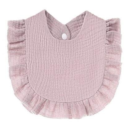 Ruffled Cotton Gauze Lace Bib Saliva Pocket