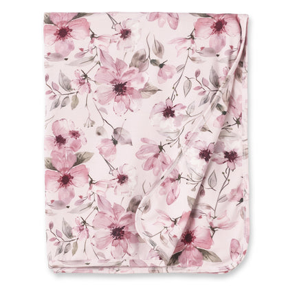 Watercolor Floral Baby Stroller Blanket - Bamboo