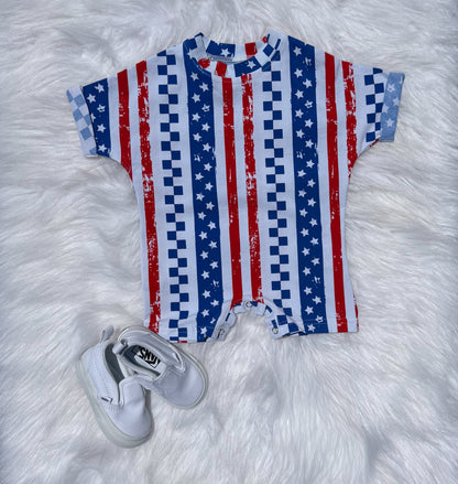 Red, White & Revved Up Romper (FINAL SALE)