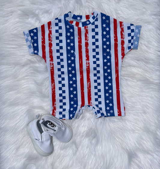 Red, White & Revved Up Romper (FINAL SALE)