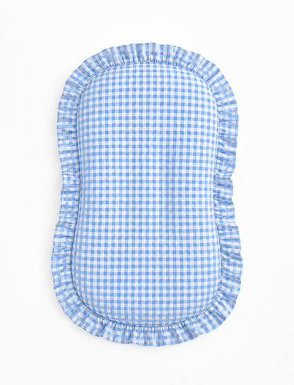 Blue Gingham Ruffle Baby Lounger Cover