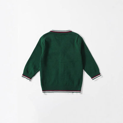 Boys' Knitted Cardigan Sweater - Lightweight V-neck Pullover, Suitable For Outdoor Wear In Spring And Autumn
