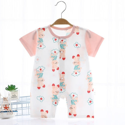 Baby One-piece Summer Thin Baby Short Sleeve Jumpsuit Pure Cotton