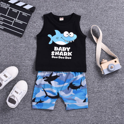 Boys' Lapel Shirt Two-piece Pants