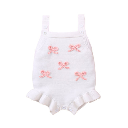 Baby Sling Doll Clothes Wool Romper Bow Embroidery Girl Sweet