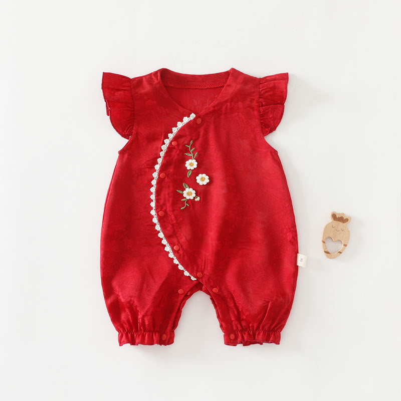Baby Cotton Onesie Boneless Bodysuit Long-sleeve First-month Sleepwear For Girls