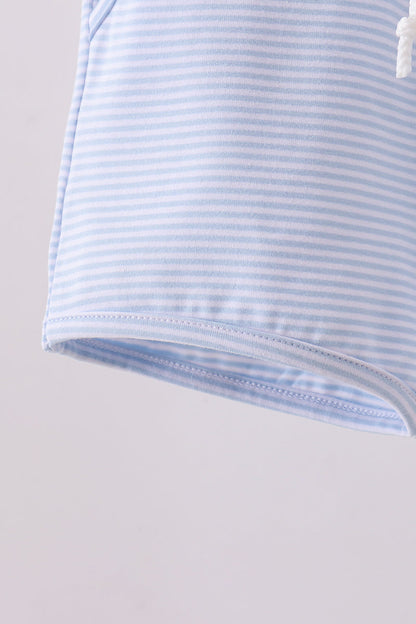 Premium Blue&white stripe drawstring shorts