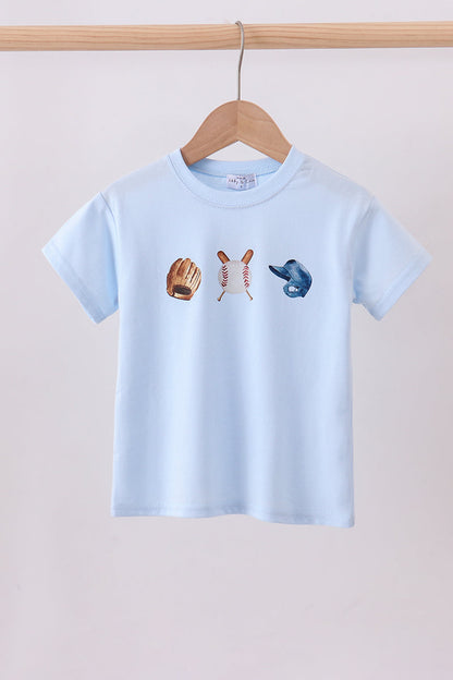 Blue baseball graphic top