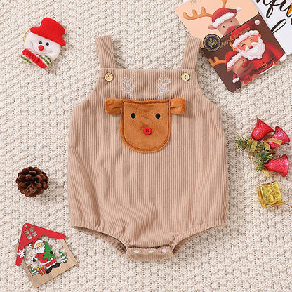 Santa Claus Christmas Tree Girls' Christmas Triangle Rompers