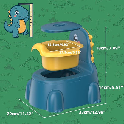 Potty Training Toilet Toddler Potty Chair Kids Boys Girls Dinosaur Animal Comfortable Potties Training Seat for Childrens Ages 1-3 Portable Baby Toilets with Lid Back Easy to Clean Potty Trainer,Blue