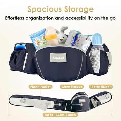 Baby Carrier Newborn to Toddler, Lightweight Ergonomic Baby Hip Seat Carrier Up to 33lbs, Adjustable Extended Waistband Infant Carrier with Breathable Sunshield, Navy Blue