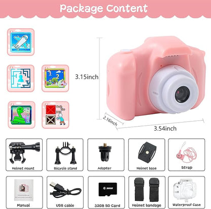 Kids Camera Underwater Waterproof Digital Camera for Kids 2 Inch IPS Screen 1080P HD Kids Video Action Camera for 3 4 5 6 7 8 9 10 Year Old Girls Boys Thanksgiving Christmas Birthday Gift