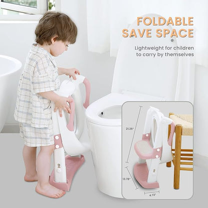 JASSONE® Potty Training Seat, Toddler Step Stool, 2 in 1 Potty Training Toilet for Kids, Baby Seat with Splash Guard and Anti-Slip Pad for Boys Girls Potty Training, BabyPink