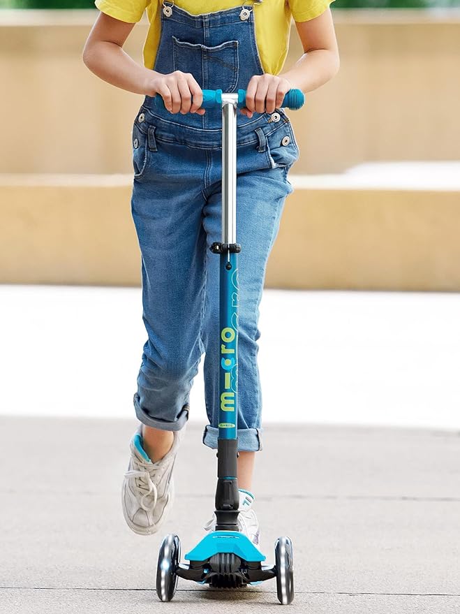 Micro Kickboard - Maxi Deluxe Foldable LED - Three Wheeled, Lean-to-Steer, Fold-to-Carry Swiss-Designed Micro Scooter for Kids with Motion-Activated Light-Up Wheels for Ages 5-12