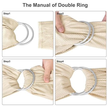 Water Ring Sling Baby Carrier, Adjustable Lightweight Breathable Newborn Carrier Sling for Summer, Swimming, Pool, Beach, Front Chest Mesh Infant Wrap Carrier for Baby Gift （ Beige