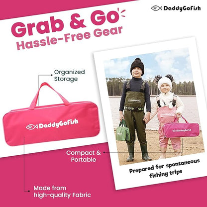 DaddyGoFish Kids Fishing Pole - Rod Reel Combo Tackle Box Starter Set - First Year Small Dock Gear Kit for Boys Girls Toddler Youth Age Beginner Little Children Junior Anglers Older Kids