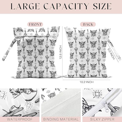 Waterproof Wet Bag for Swimsuit, Travel Beach Wet Dry Bag, Hidden Zipper Reusable Western Cowgirl Wet Bags, for Travel Beach Wet Swimsuits Toiletries Diapers Laundry Bag