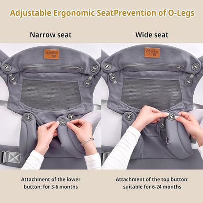 New Upgrade Ergonomic Baby Carrier Newborn Toddler Wrap Carrier,Hands Free Baby Sitting Sling,Breathable,Perfect for Infants/Chest Sling for Babies Shower Gift (Grey, Upgrade-with Belt)