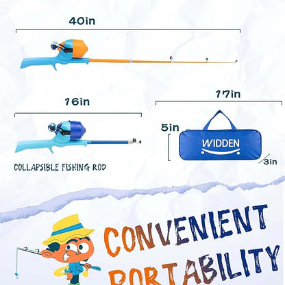Kids Fishing Pole, Telescopic Fishing Rod, Toddler Collapsible Fishing Rod and Reel Combo with Tackle Box, Fishing Line, Bobber, and Soft Lures for Boy, Girl, Youth, Beginner, Over 4 Years Old