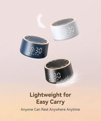 Dreamegg Sound Machine for Sleep - D1 Nova White Noise Sound Machine for Baby Adult with Alarm Clock, Soothing Sounds, Dimmable, White Noise Alarm Clocks for Bedrooms Heavy Sleepers Travel, Black