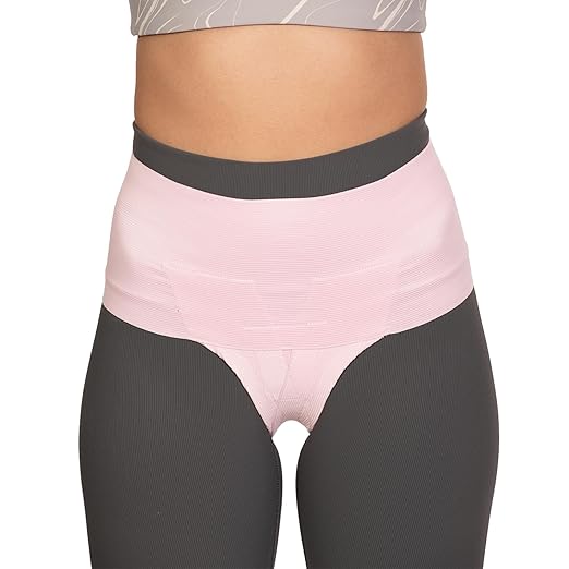 Patented Women’s Pelvic Floor Orthotic Support Belt ― Uterus Pain Relief Girdle for Dropped Bladder, Vulvar Varicosities, Postpartum Recovery, SPD | High Waist - Pink (M)
