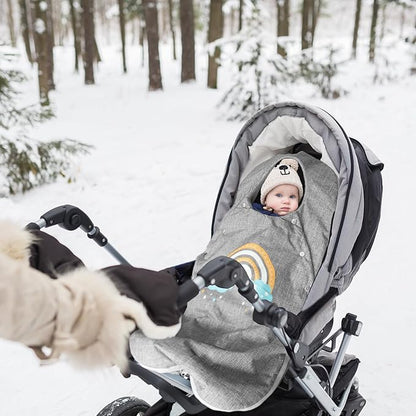 Stroller Cover for Winter, Universal Waterproof Baby Stroller Footmuff, Warm Bunting Sleeping Bag for Cold Weather(Rainbow)
