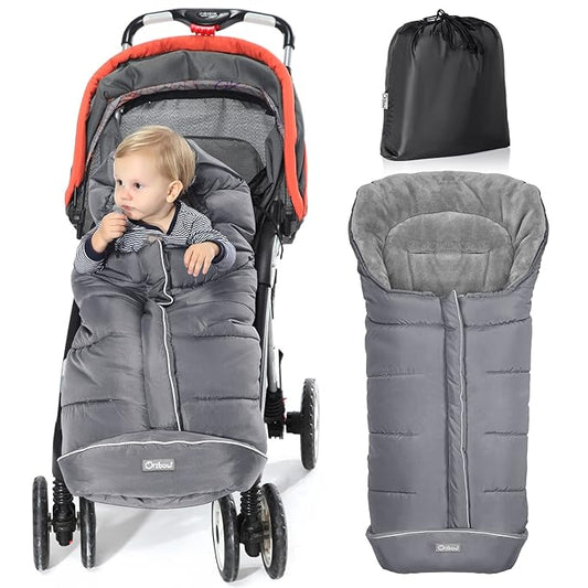 Orzbow Warm Bunting Bag Universal,Stroller Sleeping Bag Cold Weather,Waterproof Toddler Footmuff (Grey, Large)